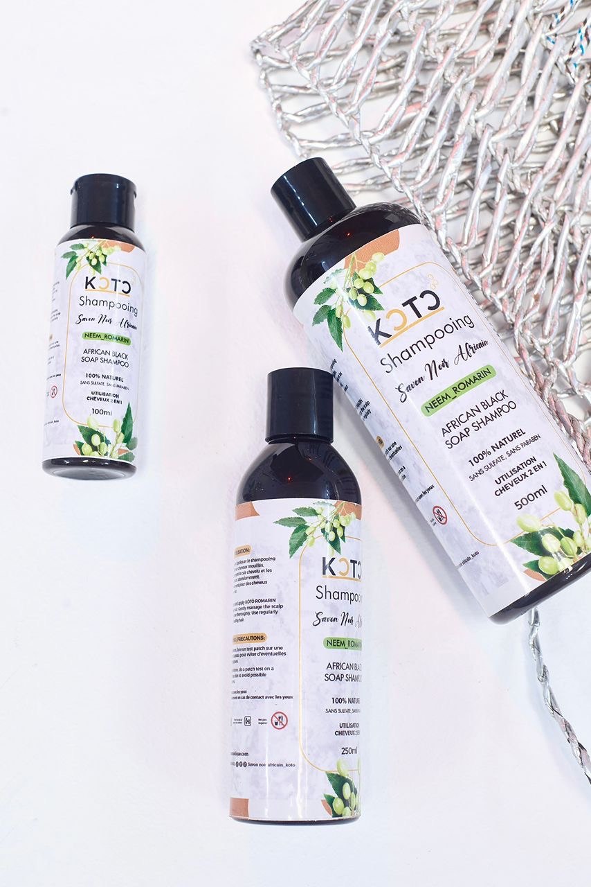 Shampooing 2 en 1 au savon noir et extrait de neem romarin